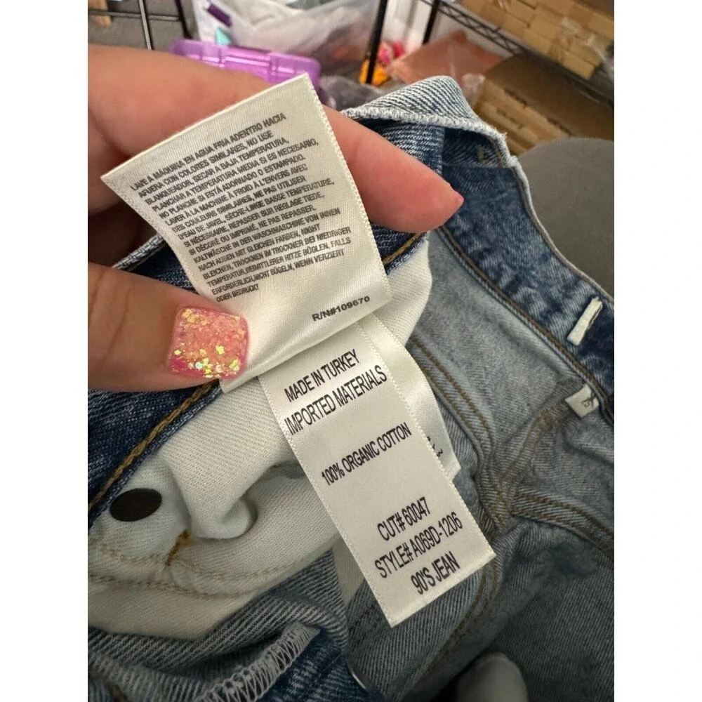 Agolde Women's Distressed 90s High Rise Straight Leg Jeans Size 25